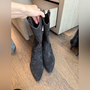 Saint Laurent black suede western boots